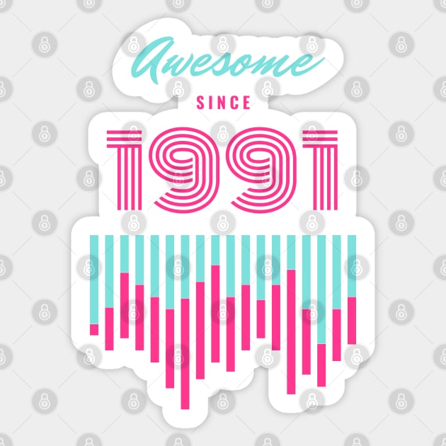 Awesome Since 1991, 30 years old, 30th Birthday Gift Sticker by LifeSimpliCity